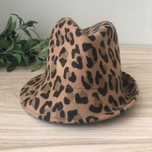 Tarnish Slanted Brim Leopard Wool Fedora
